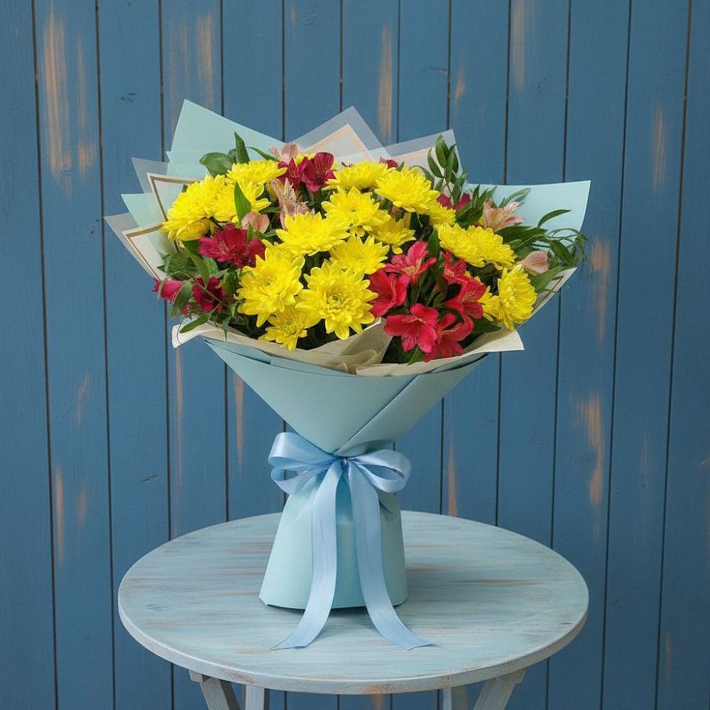 Букет цветов из: Альстромерии и Хризантемы в Тайшете