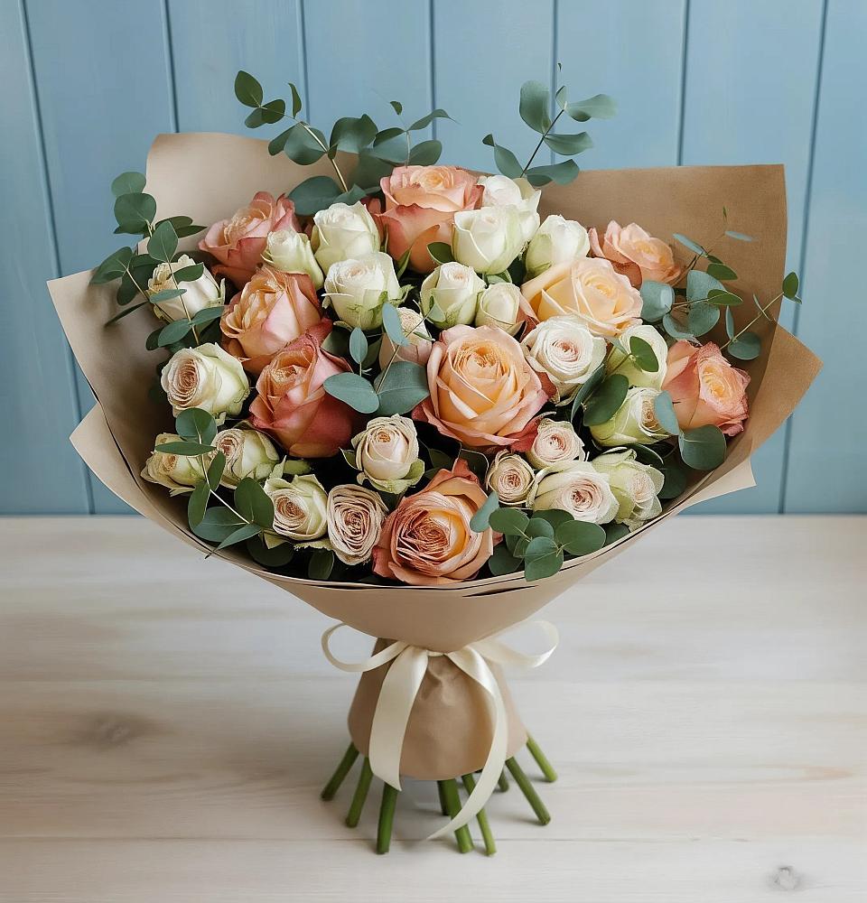 Букет цветов из: Альстромерии и Розы в Тайшете