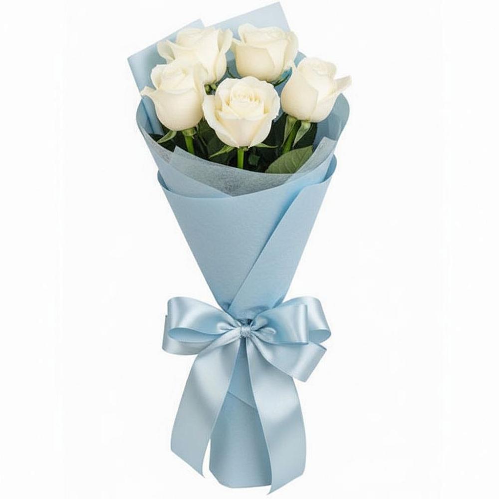 Букет 5 Белых роз Проуд в Тайшете