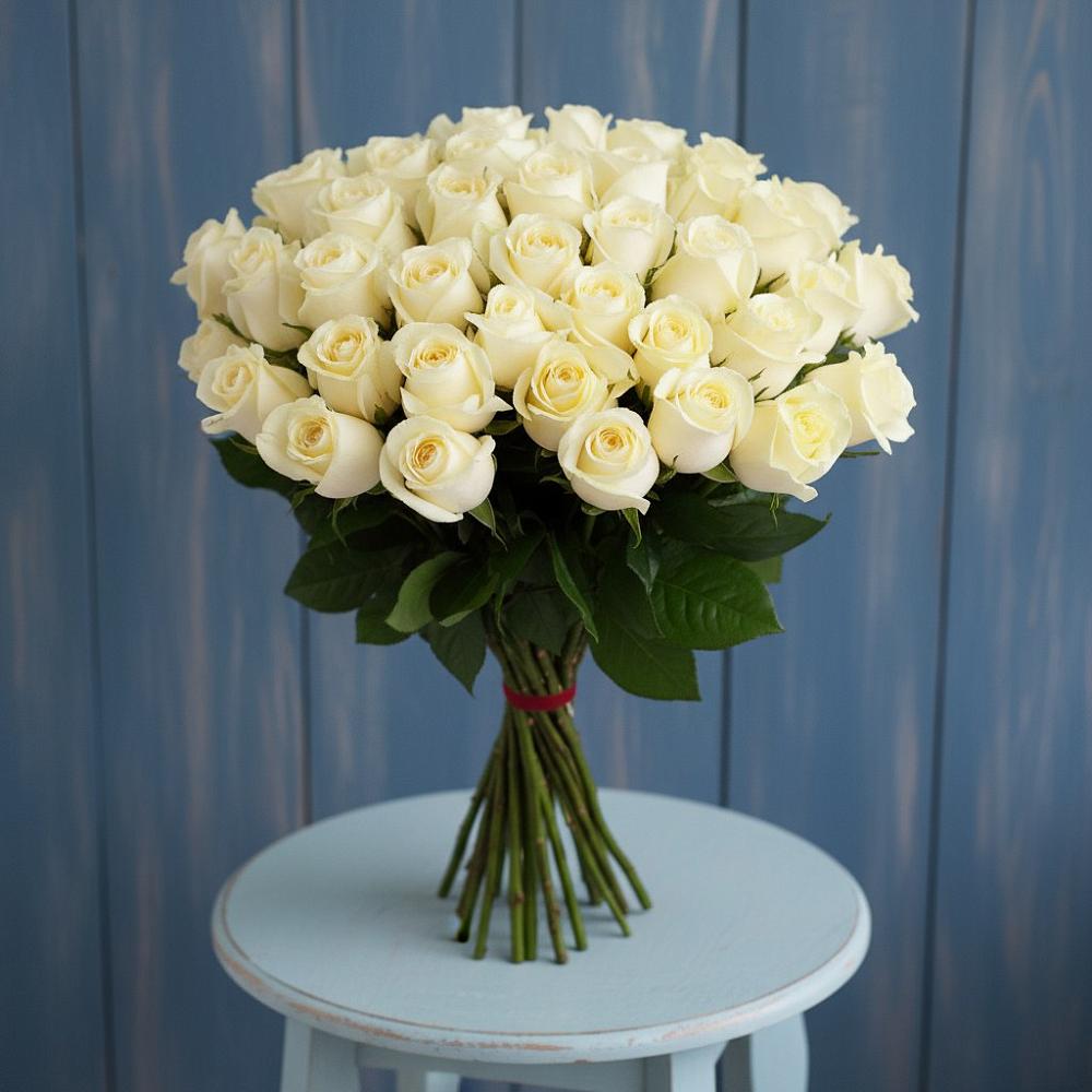 Букет 51 Белая роза Эдлесс Лав в Тайшете