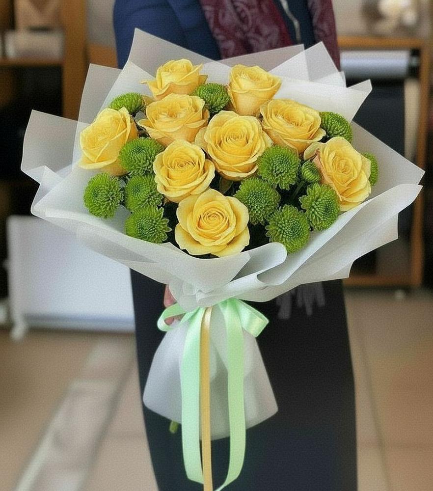 Букет цветов из: Хризантемы и Розы в Тайшете