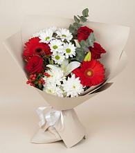 Букет цветов из:  Розы, Хризантемы, Герберы и Лилии в Тайшете