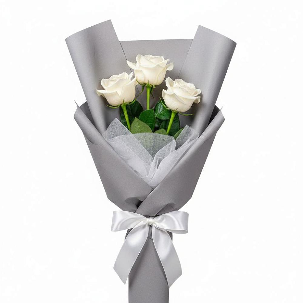 Букет 3 белые розы в Тайшете