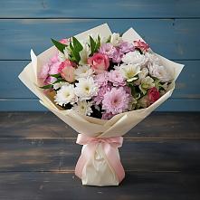 Букет цветов из:  Хризантемы, Альстромерии и Розы в Тайшете