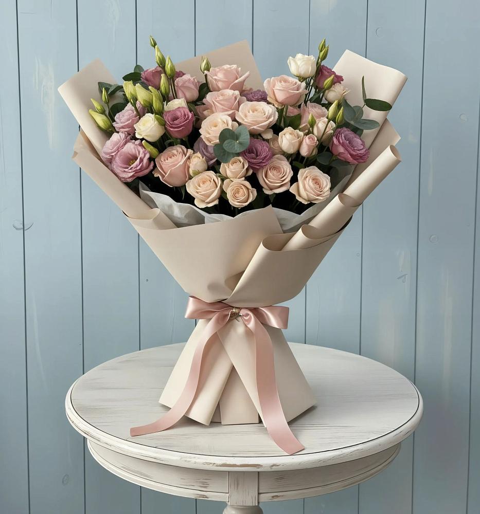 Букет цветов из: Розы и Лизиантусы в Тайшете