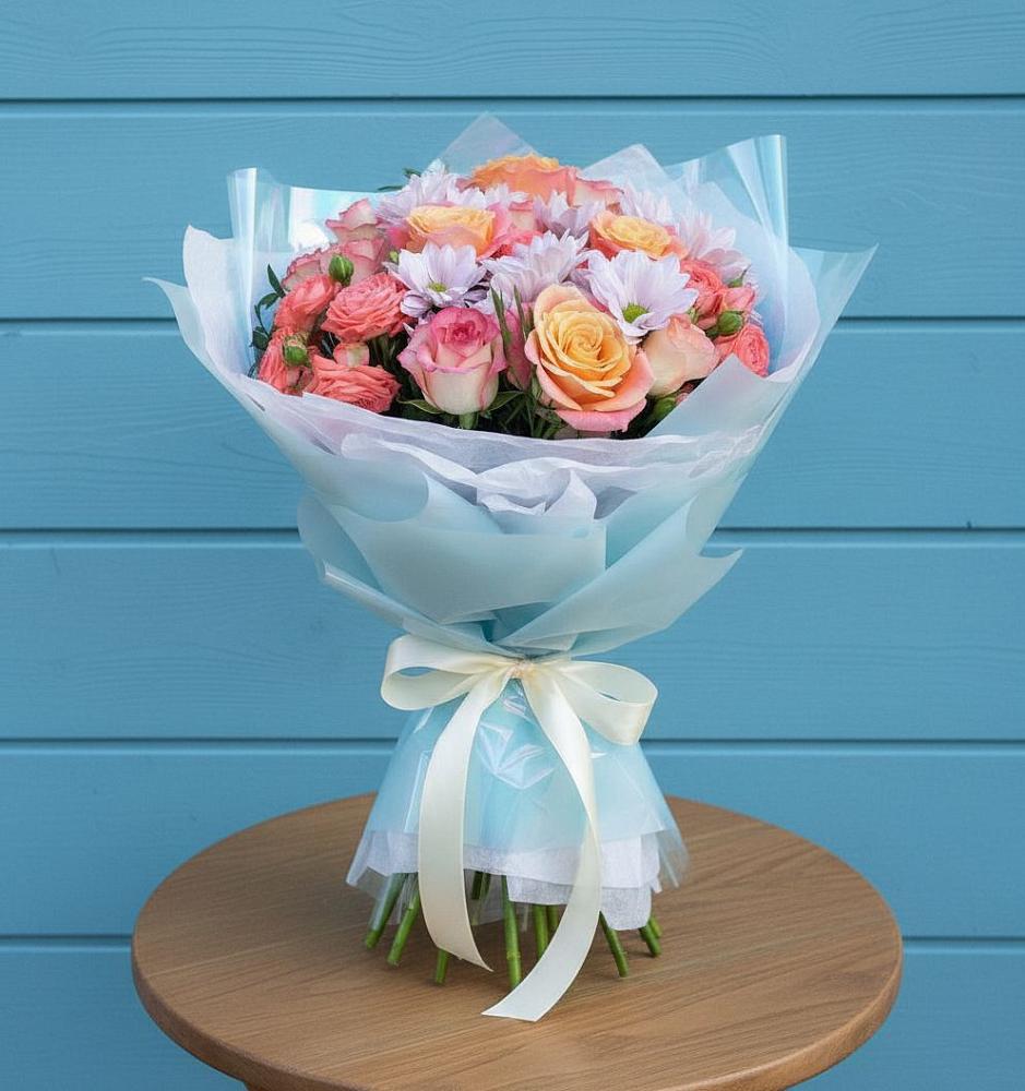 Букет цветов из: Хризантемы и Розы в Тайшете